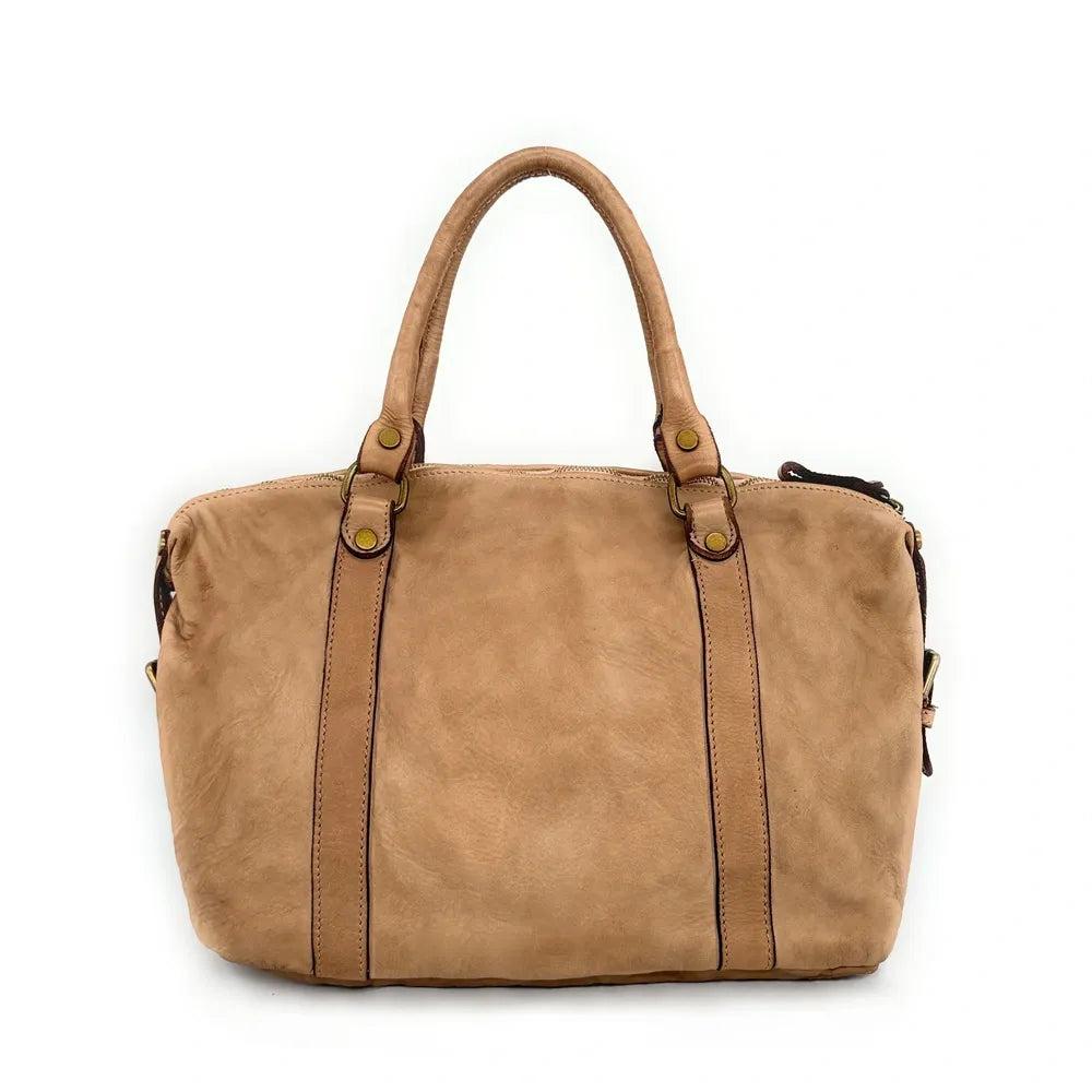 Sac porté épaule en cuir vintage MISS MY Taupe