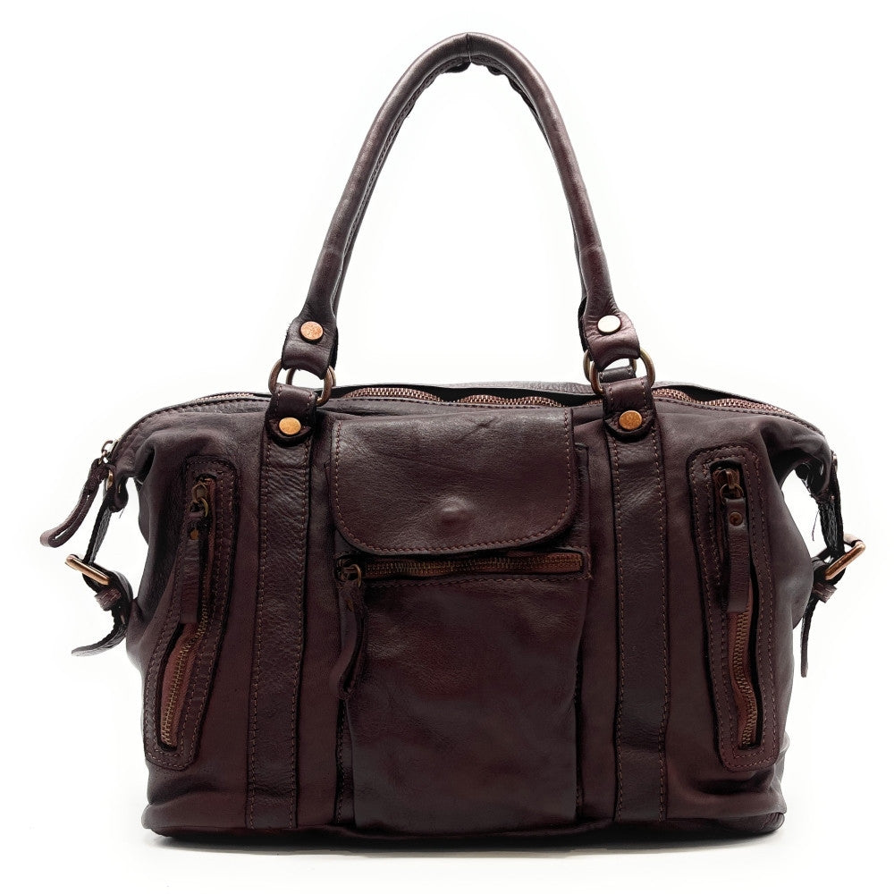 Sac porté épaule en cuir vintage MISS MY Bordeaux