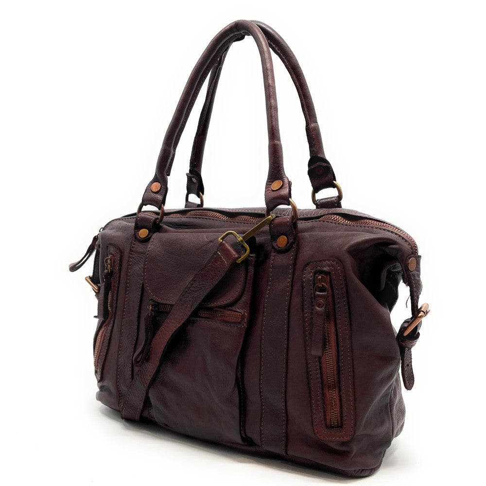 Sac porté épaule en cuir vintage MISS MY Bordeaux