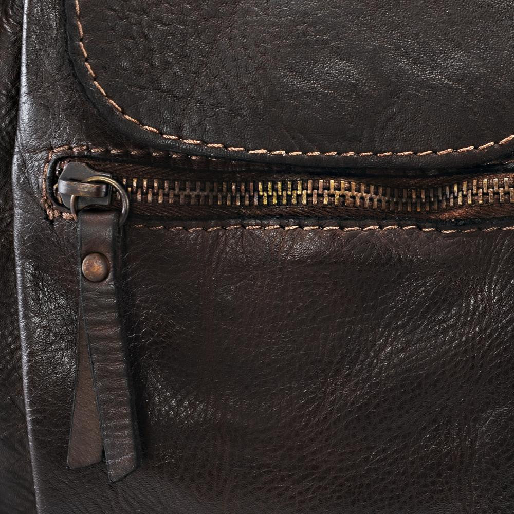 Sac porté épaule en cuir vintage MISS MY Chocolat
