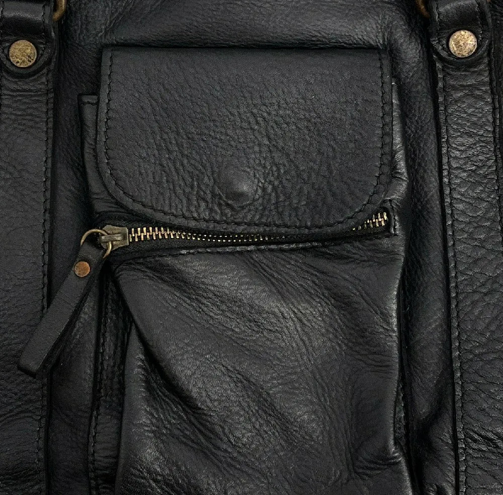 Sac porté épaule en cuir vintage MISS MY Noir