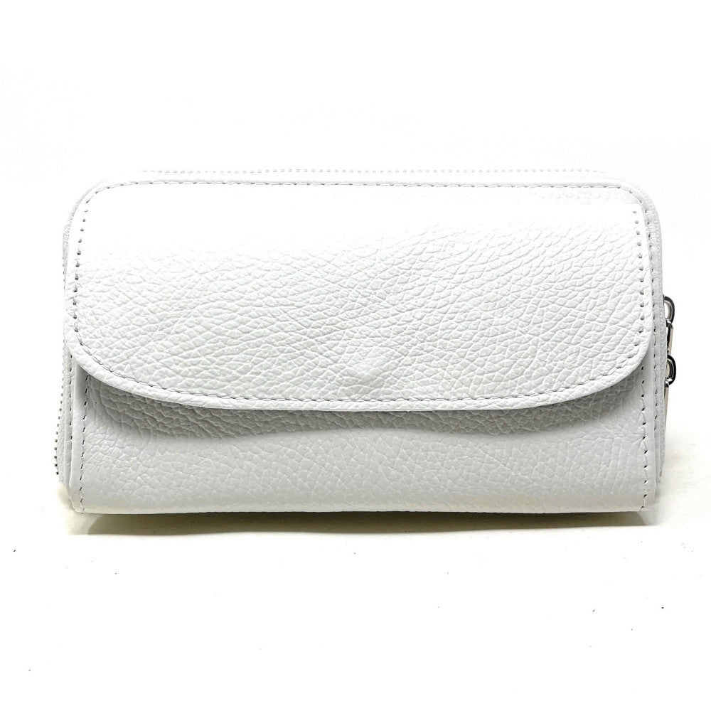 Sac portefeuille à bandoulière en cuir grainé CITY Blanc