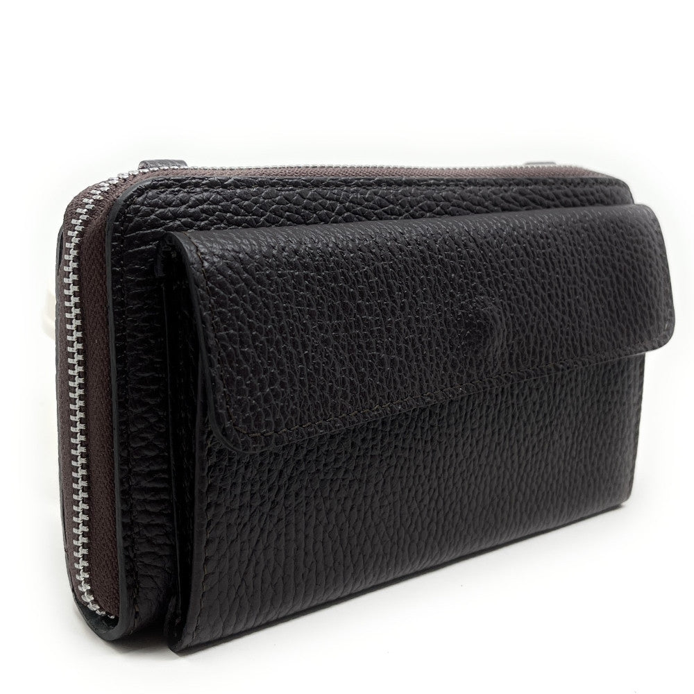 Sac portefeuille à bandoulière en cuir grainé CITY Chocolat