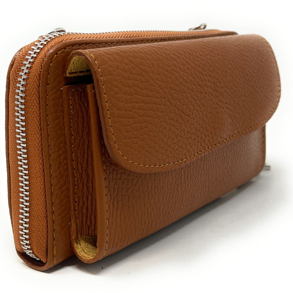 Sac portefeuille à bandoulière en cuir grainé CITY Camel