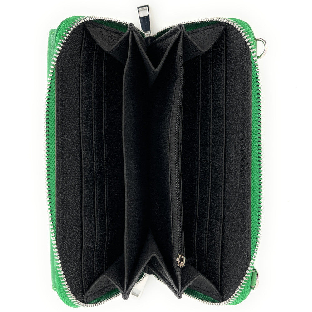 Sac portefeuille à bandoulière en cuir grainé CITY Vert anglais