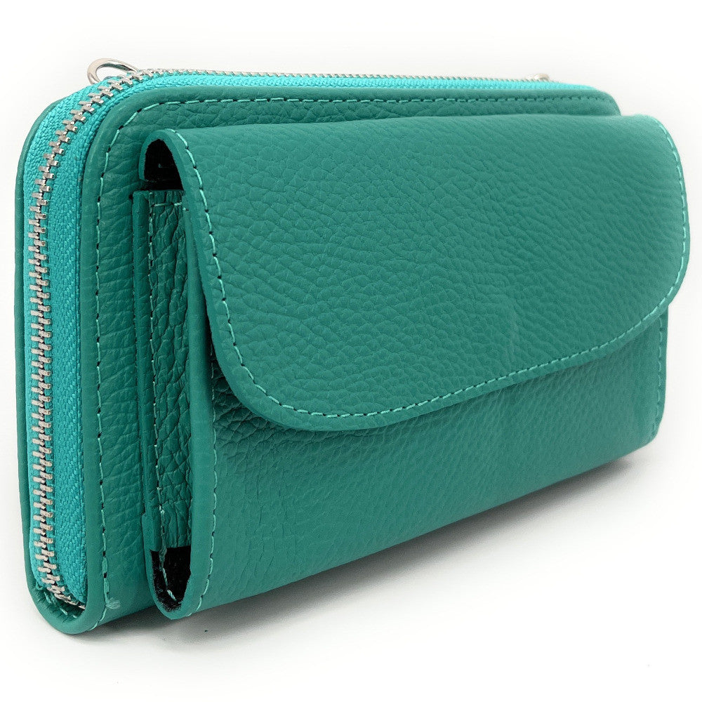 Sac portefeuille à bandoulière en cuir grainé CITY Lagon