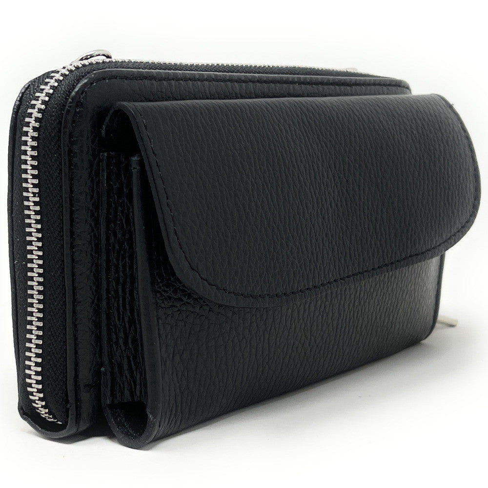 Sac portefeuille à bandoulière en cuir grainé CITY Noir