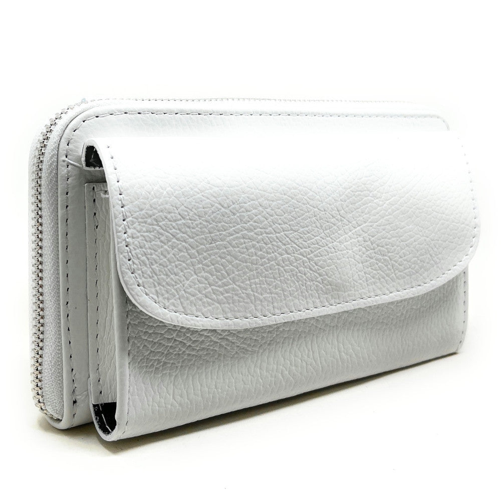 Sac portefeuille à bandoulière en cuir grainé CITY Blanc