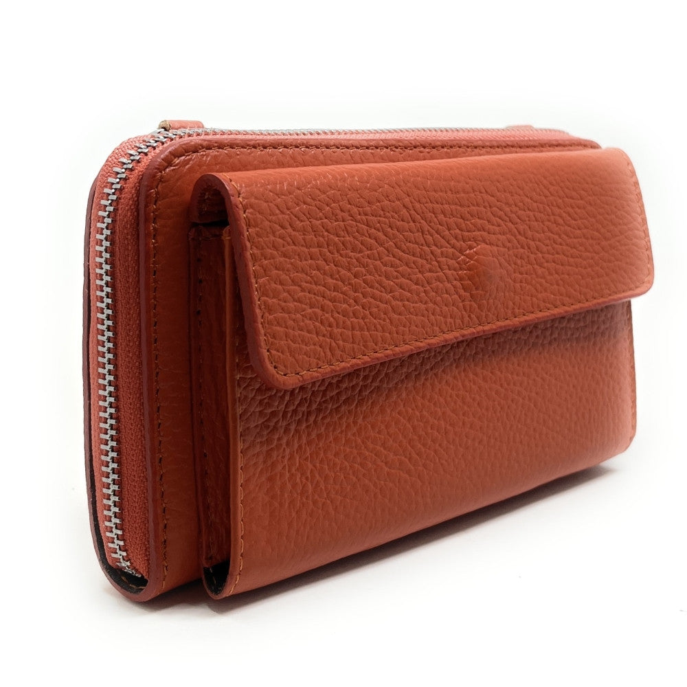 Sac portefeuille à bandoulière en cuir grainé CITY Orange
