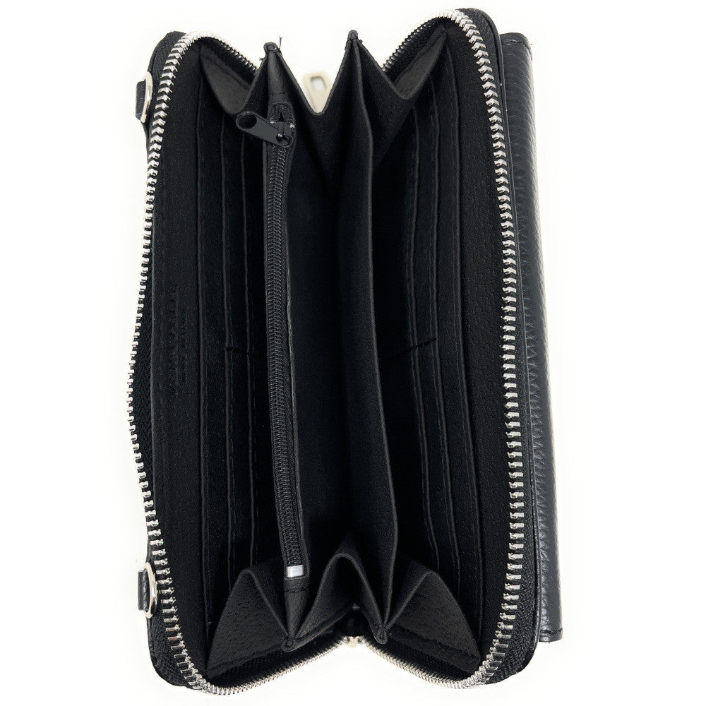 Sac portefeuille à bandoulière en cuir grainé CITY Noir