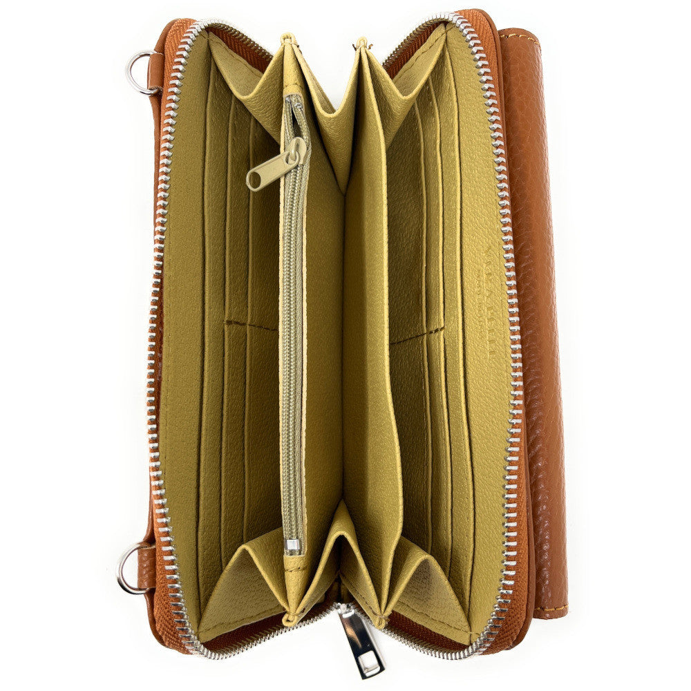 Sac portefeuille à bandoulière en cuir grainé CITY Camel
