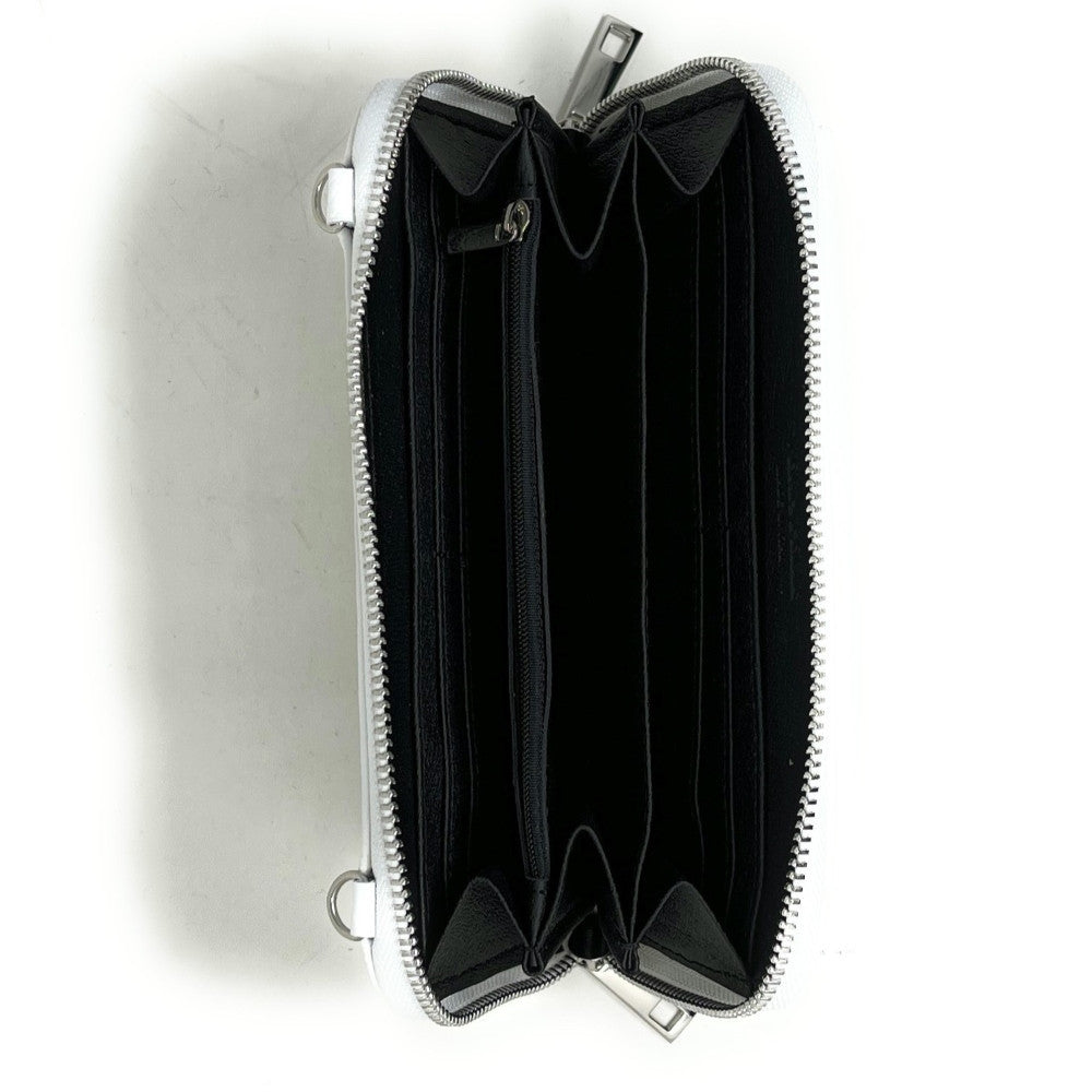 Sac portefeuille à bandoulière en cuir grainé CITY Blanc
