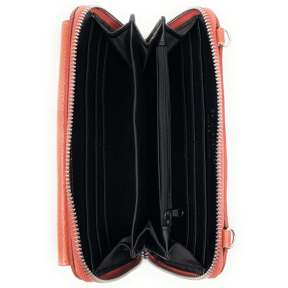 Sac portefeuille à bandoulière en cuir grainé CITY Orange