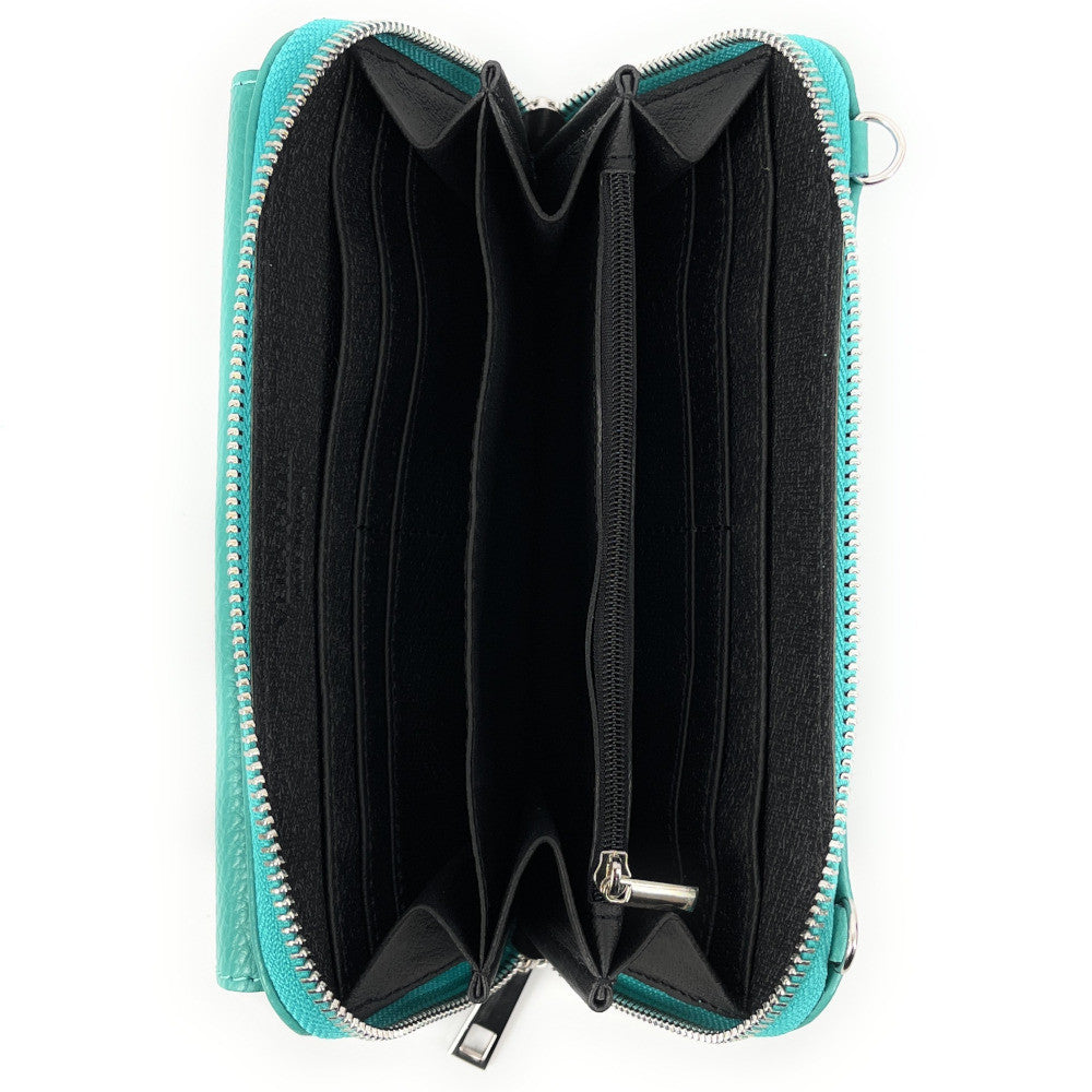 Sac portefeuille à bandoulière en cuir grainé CITY Lagon