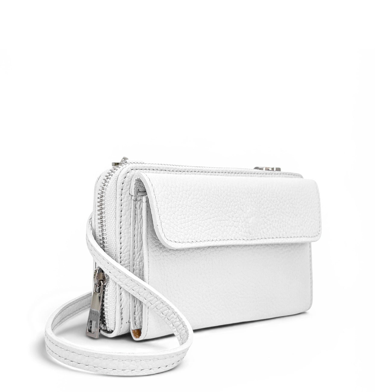 Bolso de billetera de cuero grano CITY Blanco