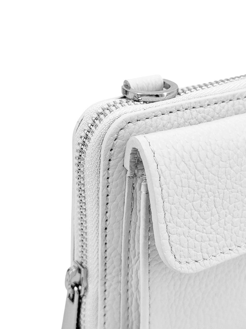 Borsa per il portafoglio in cinghia in cuoio a grana CITY Bianco