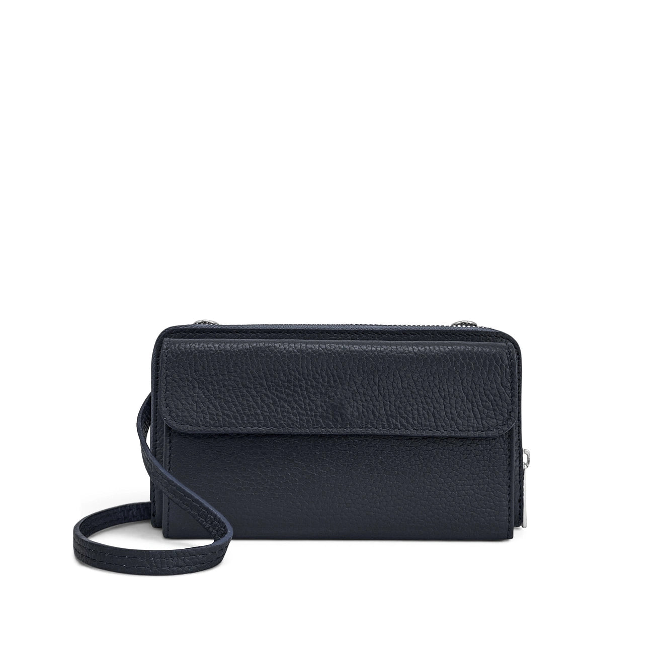 Grained leather strap wallet bag CITY Navy blue
