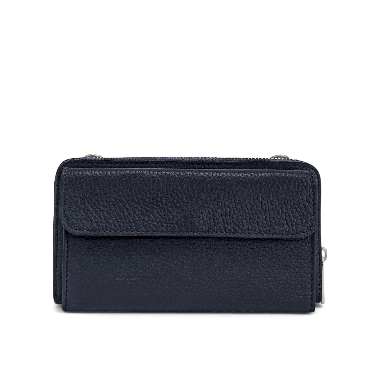 Portemonnaie-Tasche mit Schulterriemen aus genarbtem Leder CITY Marineblau
