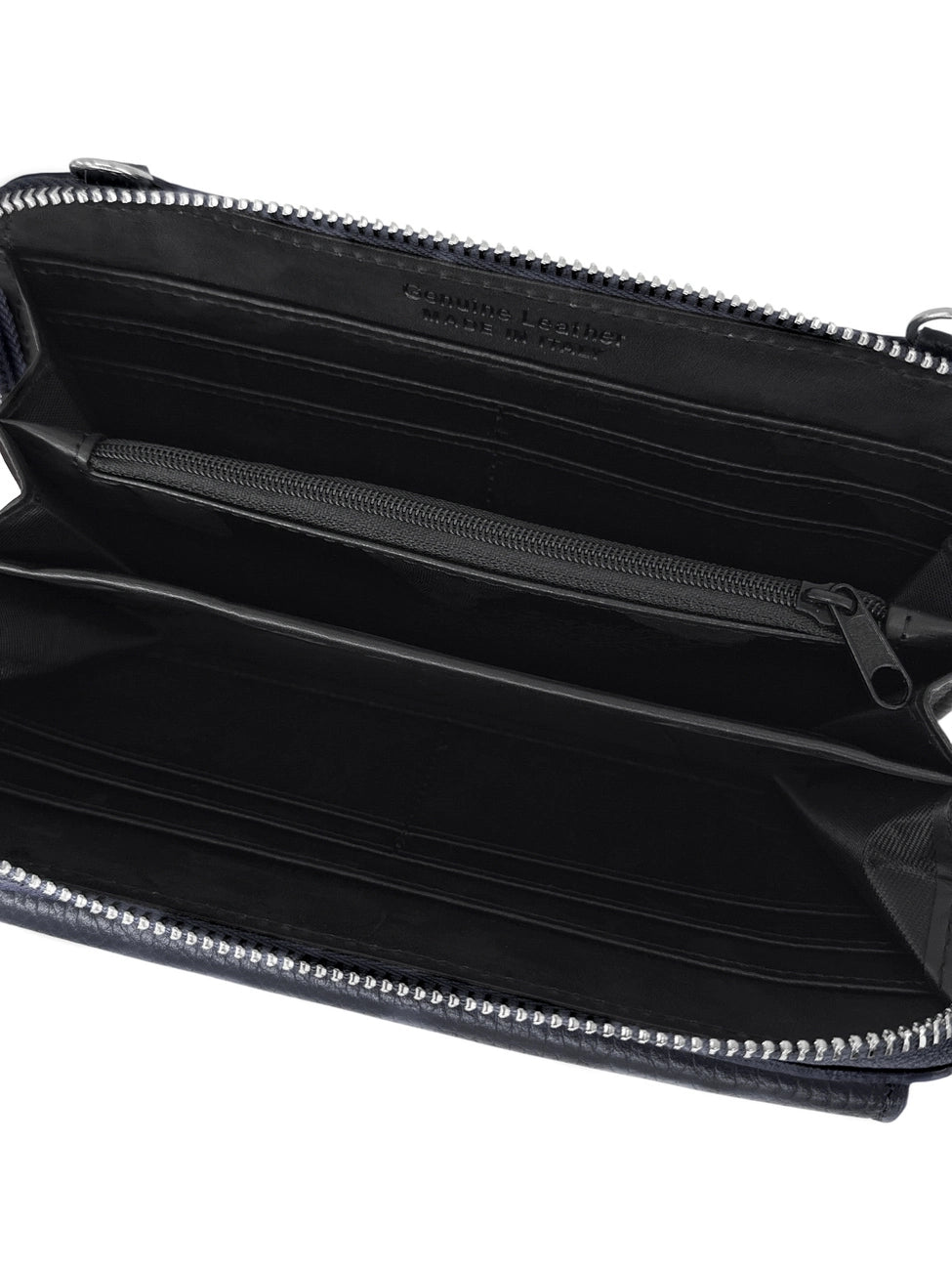 Portemonnaie-Tasche mit Schulterriemen aus genarbtem Leder CITY Marineblau