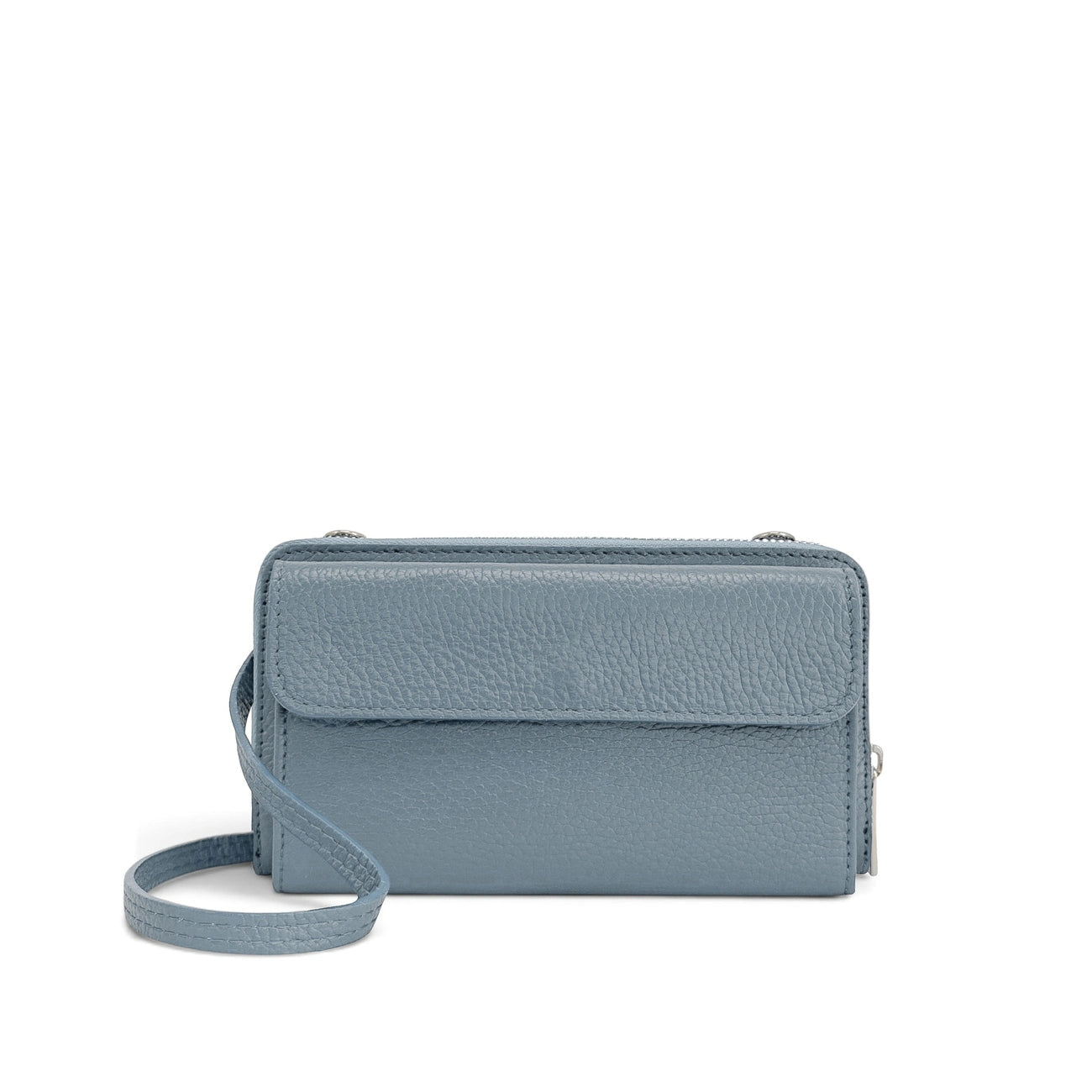 Borsa per il portafoglio in cinghia in cuoio a grana CITY Glacier Blue
