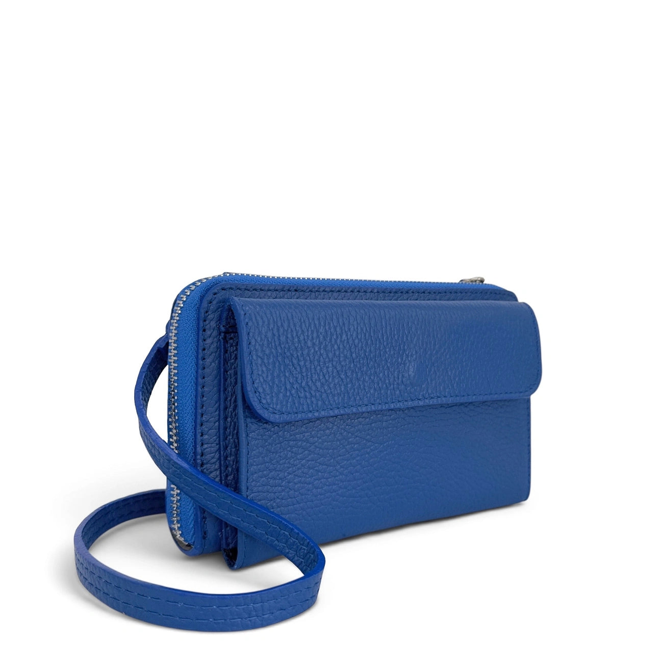 Grained leather strap wallet bag CITY Royal blue