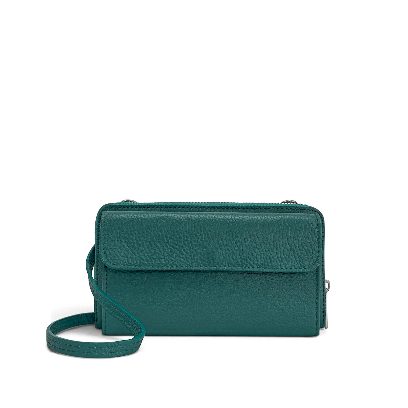 Grained leather strap wallet bag CITY Duck green