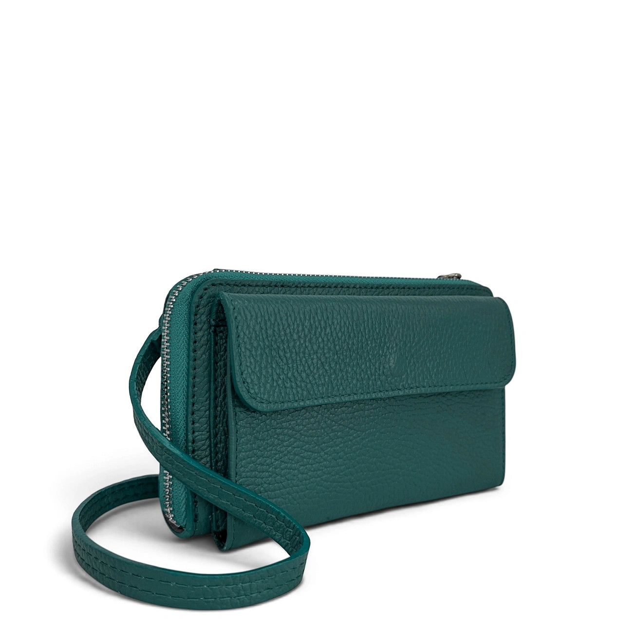Grained leather strap wallet bag CITY Duck green