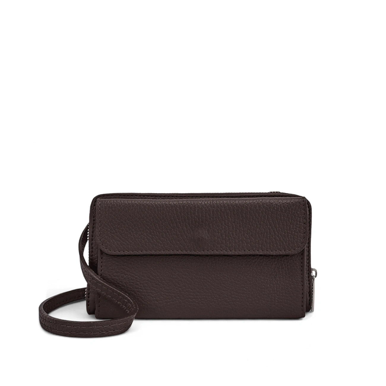 Grained leather strap wallet bag CITY Chocolate