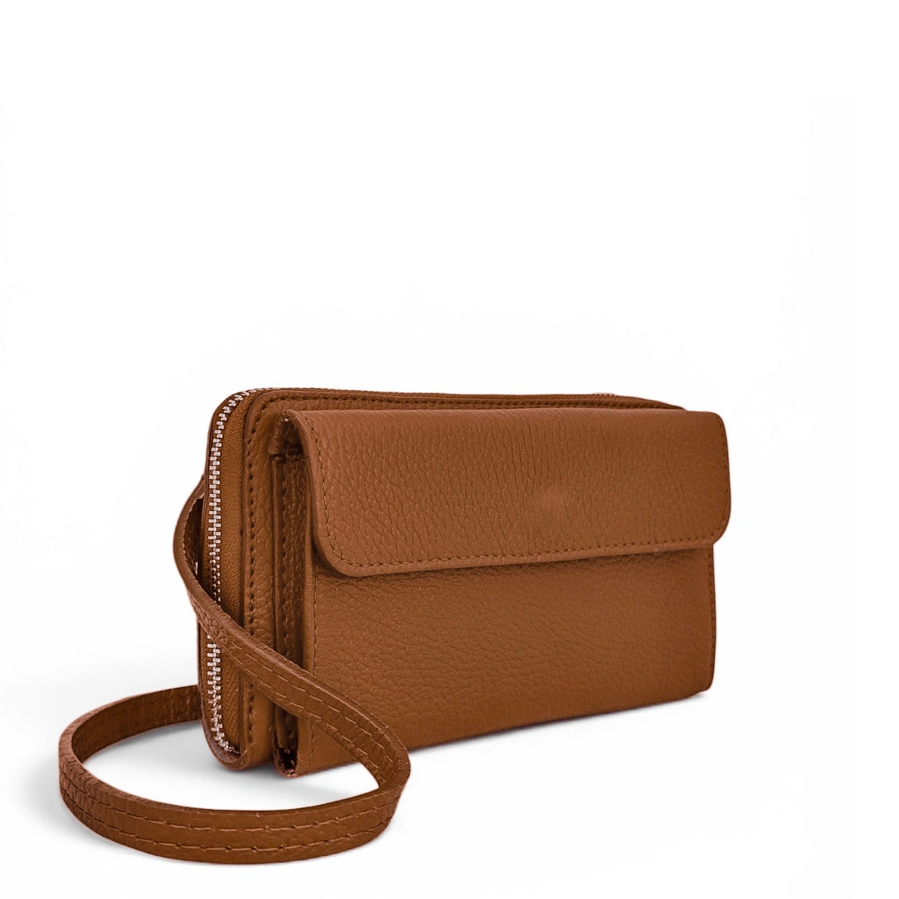 Sac portefeuille à bandoulière en cuir grainé CITY Camel