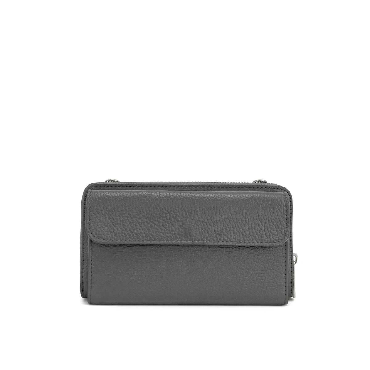 Sac portefeuille à bandoulière en cuir grainé CITY Gris taupe foncé