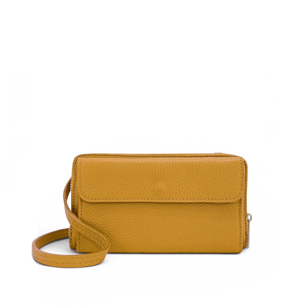 Grained leather strap wallet bag CITY Mustard yellow