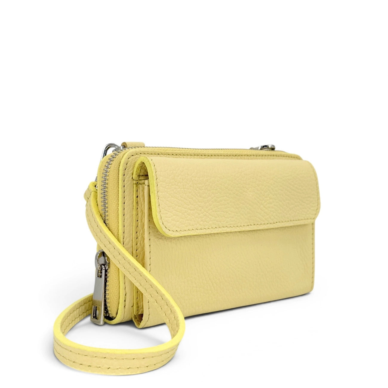 Sac portefeuille à bandoulière en cuir grainé CITY Soft jaune