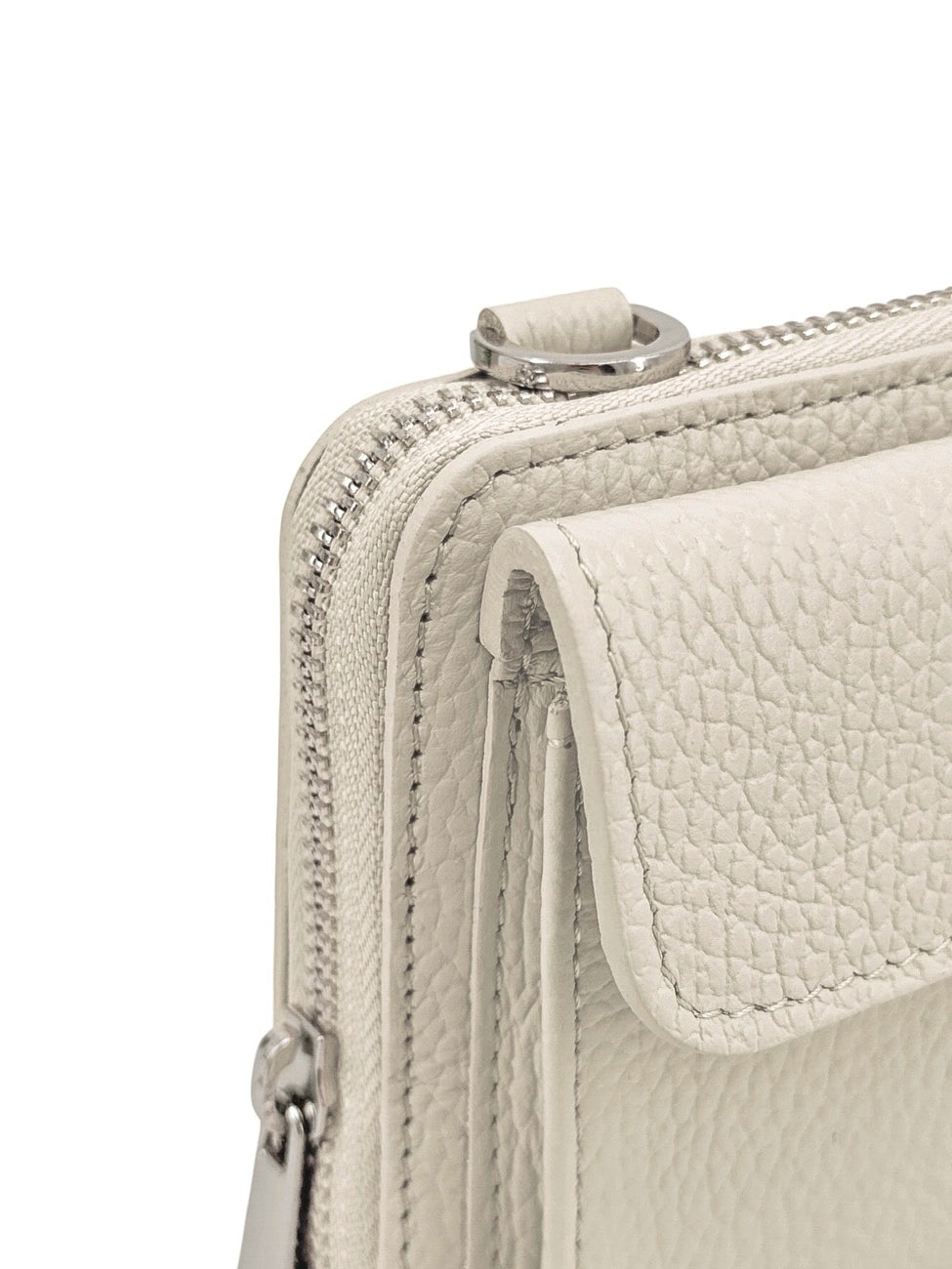 Portemonnaie-Tasche mit Schulterriemen aus genarbtem Leder CITY Helltaupe