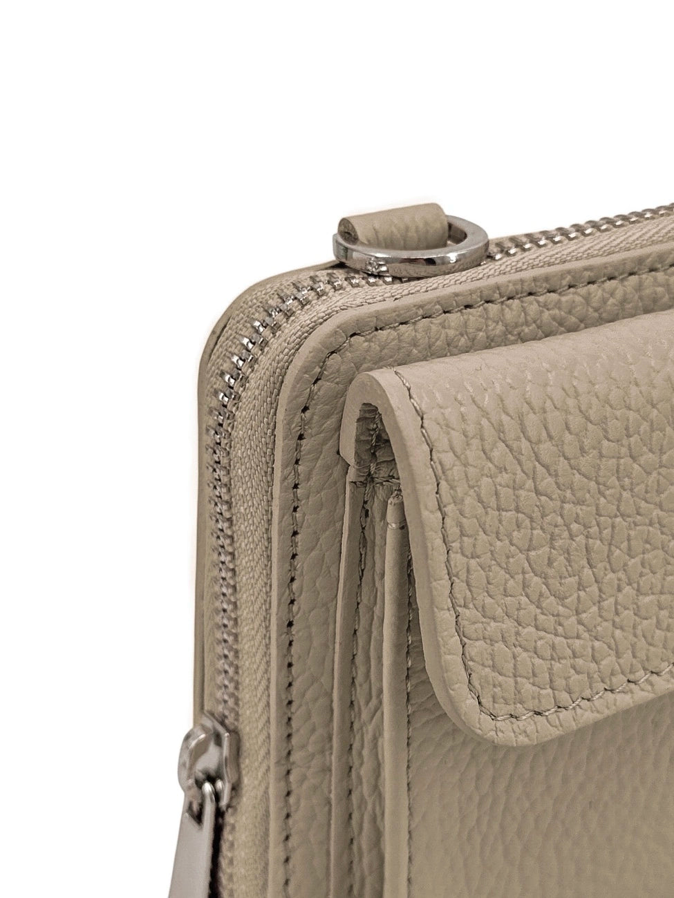 Portemonnaie-Tasche mit Schulterriemen aus genarbtem Leder CITY Taupe