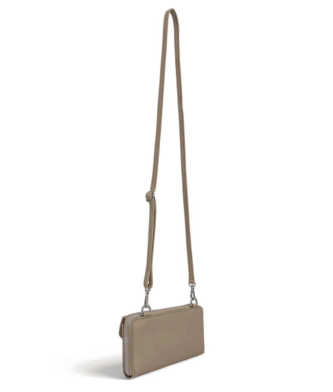 Portemonnaie-Tasche mit Schulterriemen aus genarbtem Leder CITY Taupe