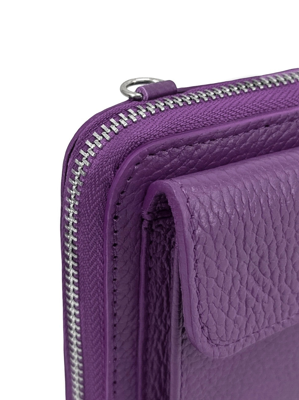 Portemonnaie-Tasche mit Schulterriemen aus genarbtem Leder CITY Violett