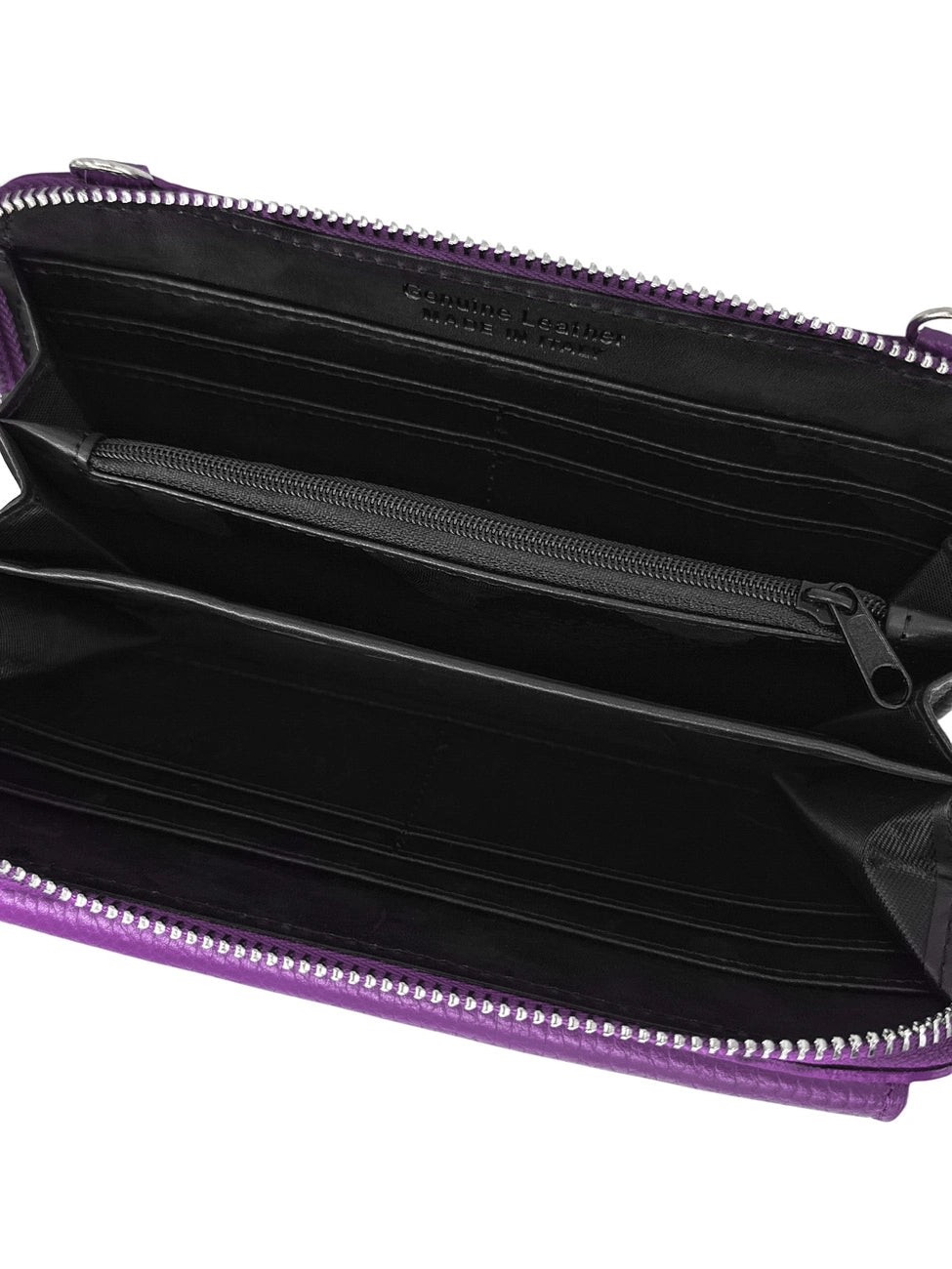 Portemonnaie-Tasche mit Schulterriemen aus genarbtem Leder CITY Violett