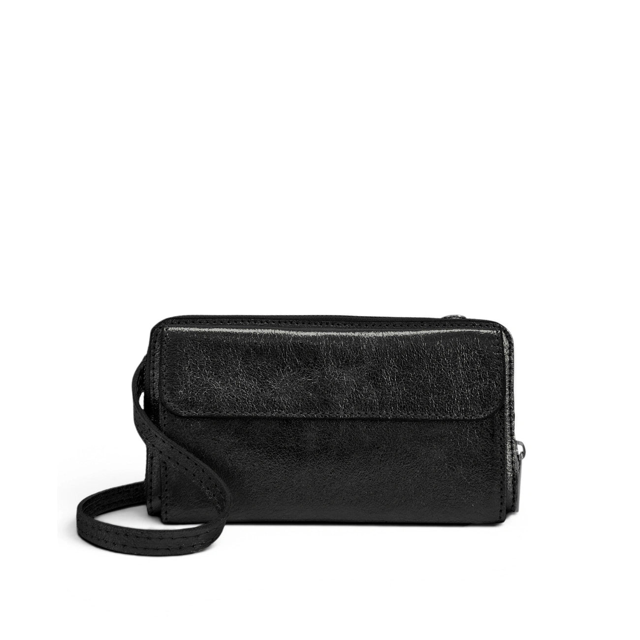 Sac portefeuille à bandoulière en cuir irisé CITY Noir irisé