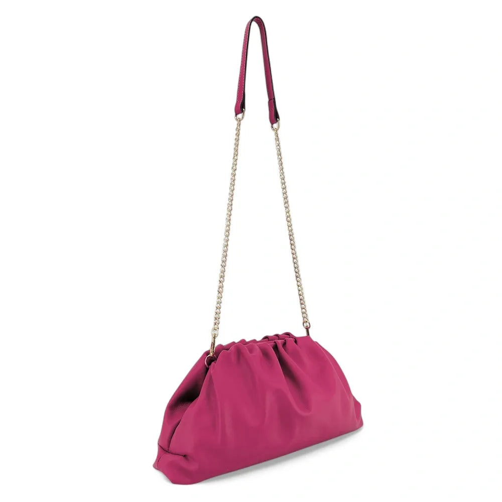 Sac pouch en cuir box-calf ATHALIE Rose fuchsia
