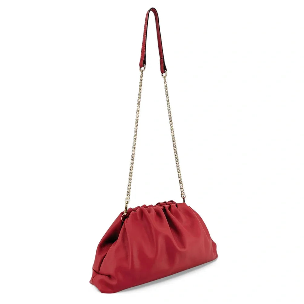 Sac pouch en cuir box-calf ATHALIE Rouge cerise