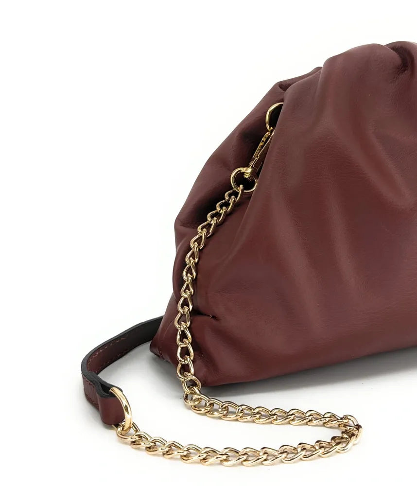 Sac pouch en cuir box-calf ATHALIE Chocolat