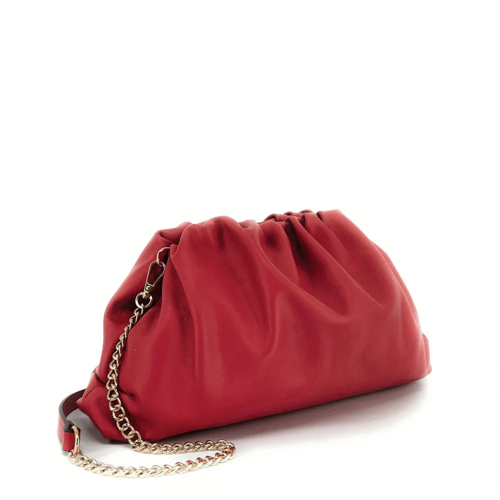 Sac pouch en cuir box-calf ATHALIE Rouge cerise