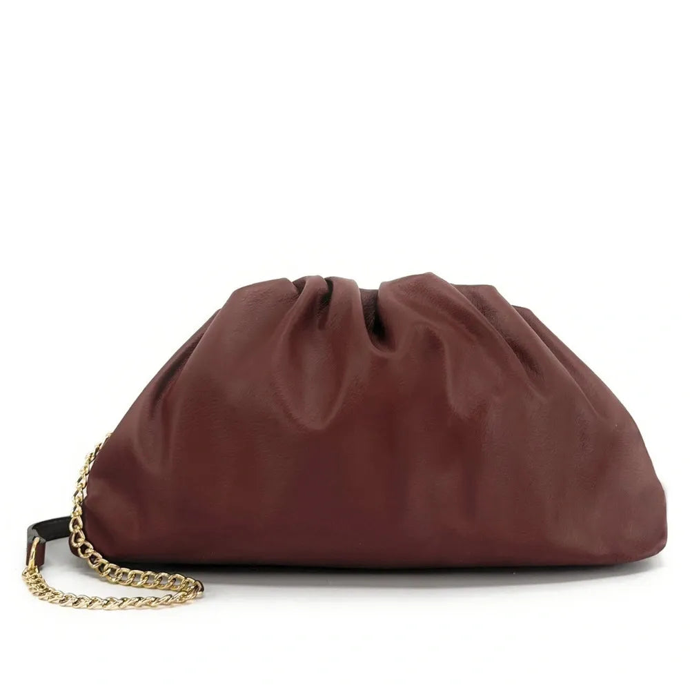 Sac pouch en cuir box-calf ATHALIE Chocolat