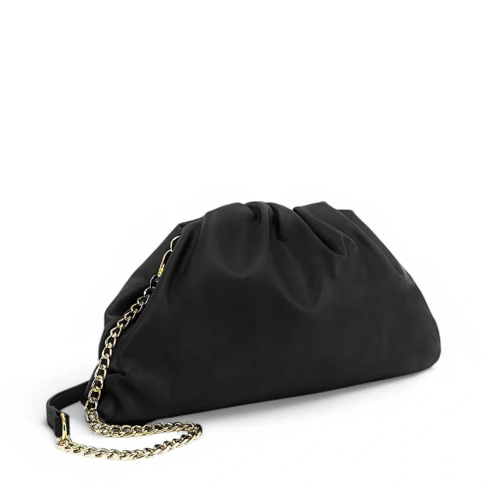 Sac pouch en cuir box-calf ATHALIE Noir