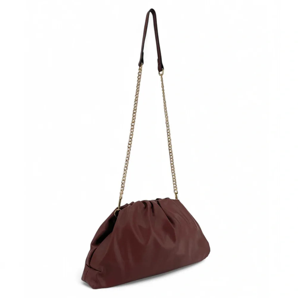 Sac pouch en cuir box-calf ATHALIE Chocolat