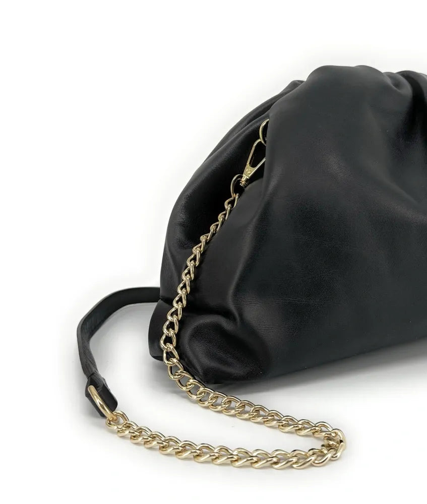Sac pouch en cuir box-calf ATHALIE Noir