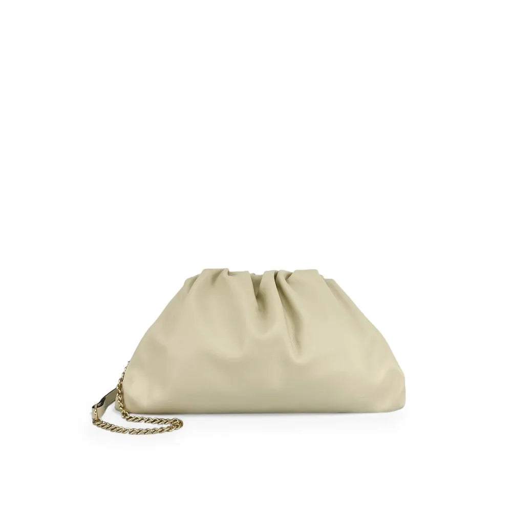 Sac pouch en cuir box-calf ATHALIE Beige crème