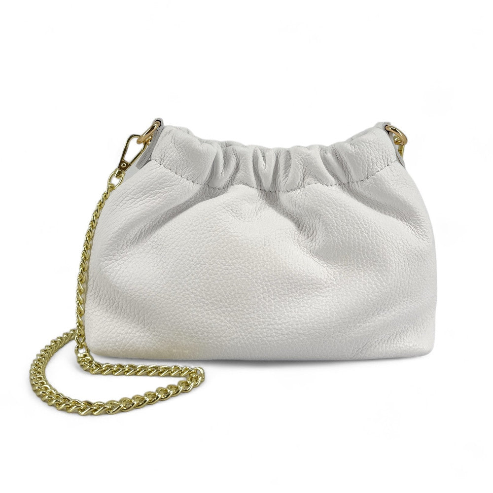 Sac pouch en cuir grainé ou irisé LA POUCHINETTE Blanc