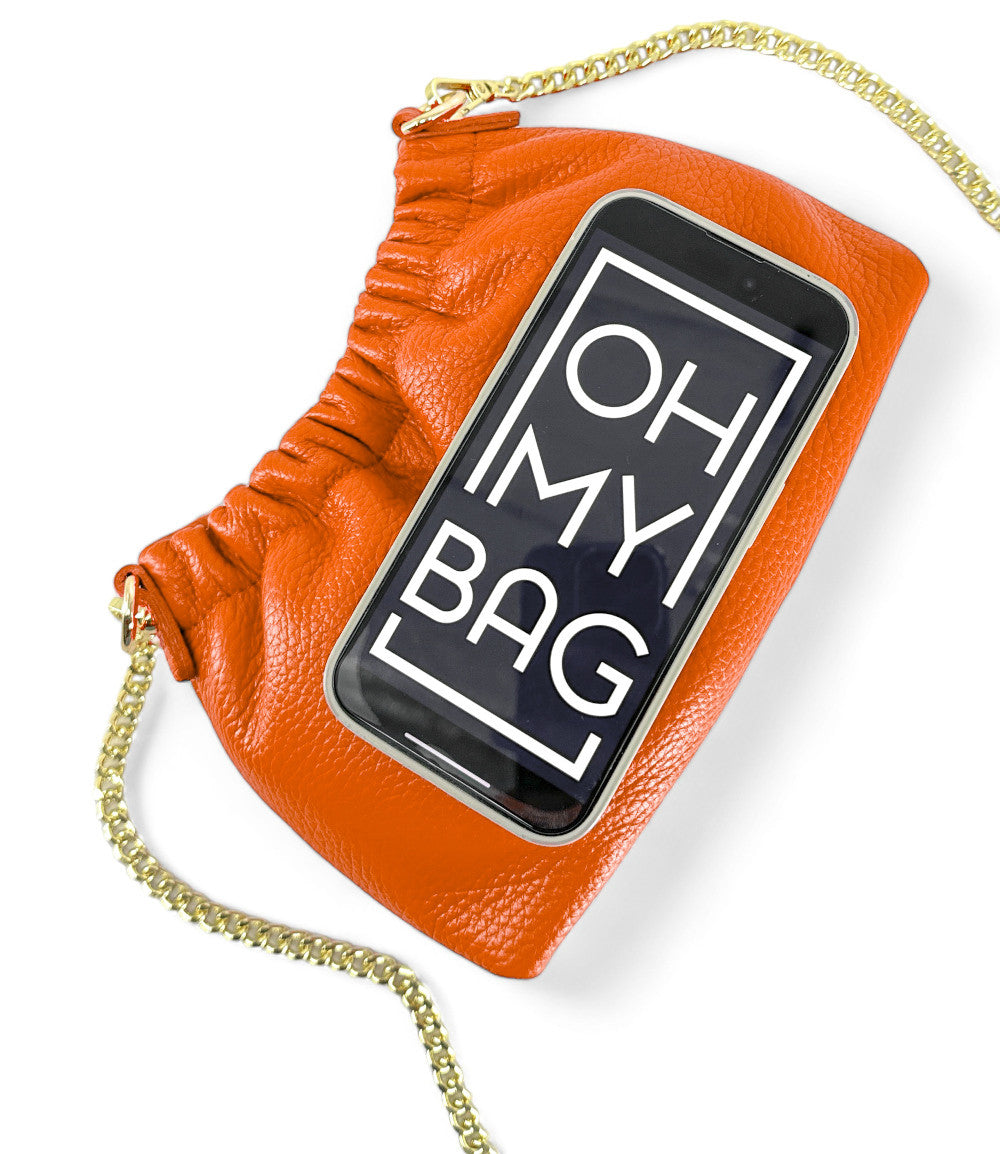 Sac pouch en cuir grainé ou irisé LA POUCHINETTE Orange