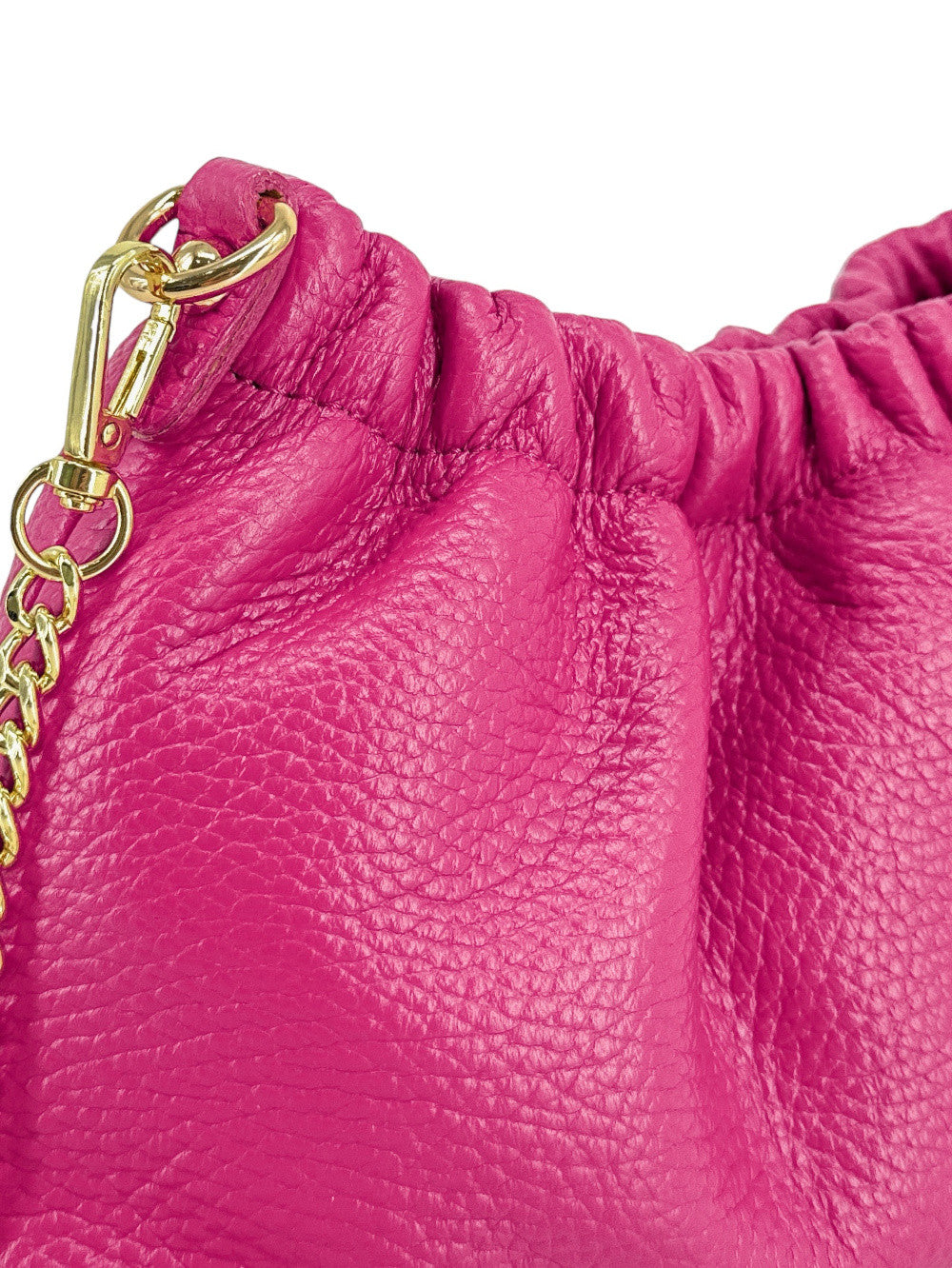Sac pouch en cuir grainé ou irisé LA POUCHINETTE Rose fuchsia